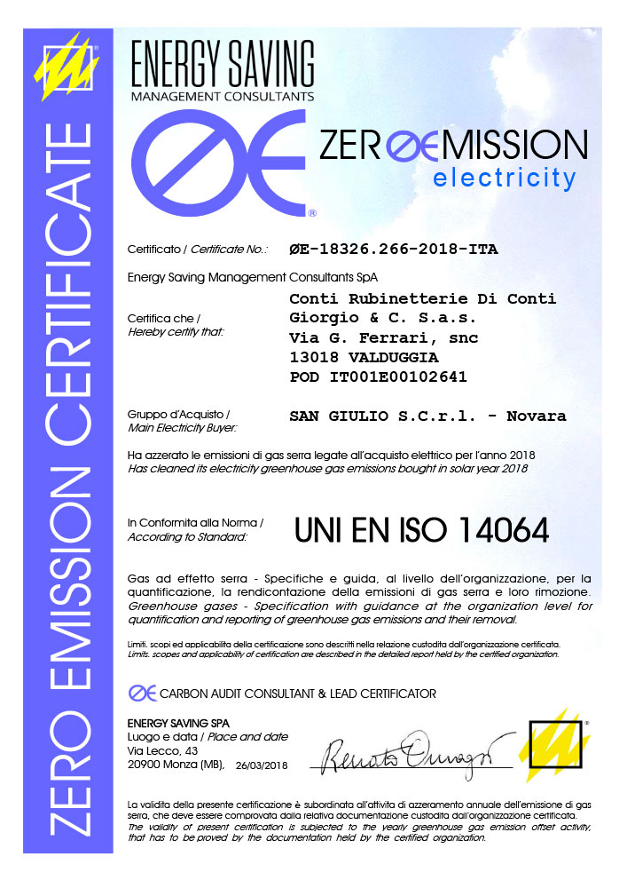 Zero emission (UNI EN ISO 14064)