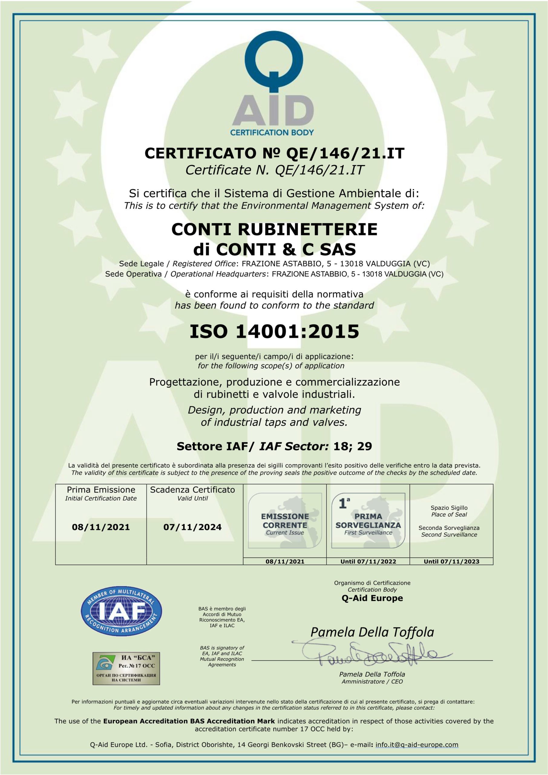 Certificato ISO 14001-2015